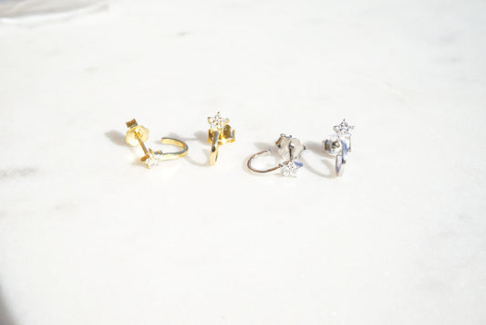 Star Suspender Huggie Stud Earrings